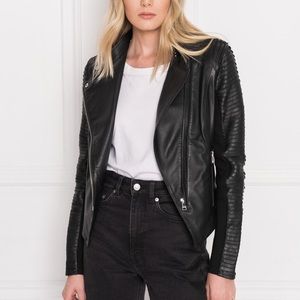 Lamarque Black leather moto jacket